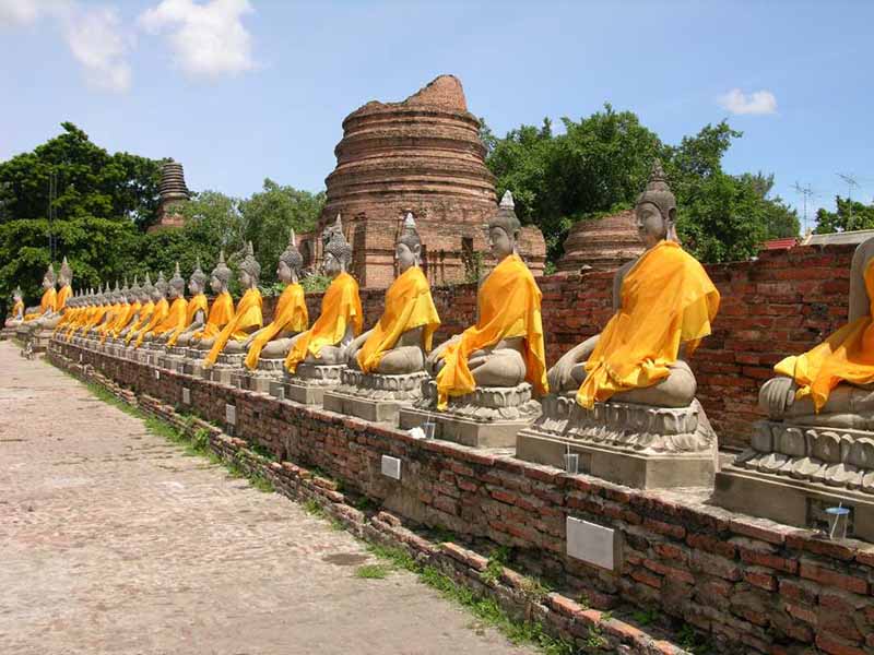 tổ hợp kiến trúc Wat Yai Chaimongkhon ở khu du lịch Ayutthaya