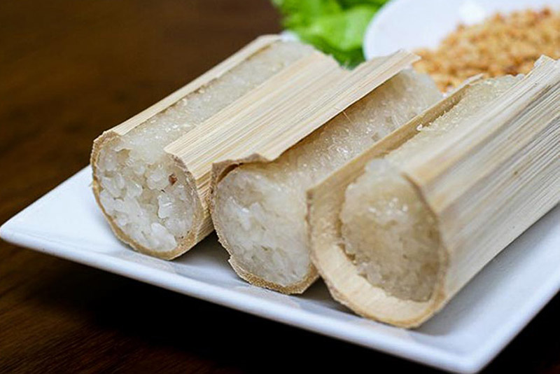Com lam rice cooked in bamboo tubes