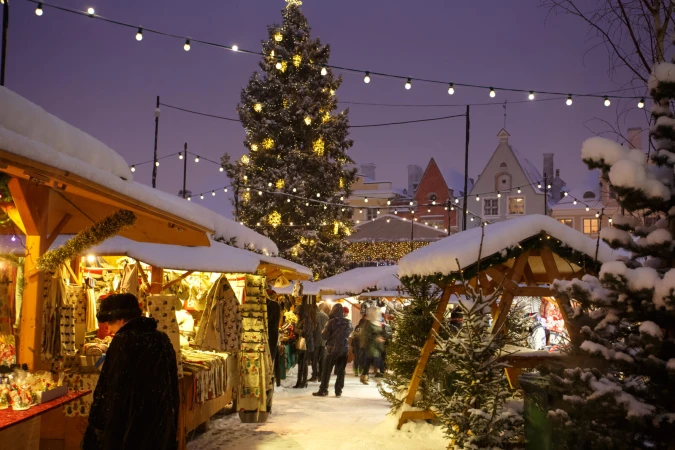 The shopping area of the Tallinn Christmas Market