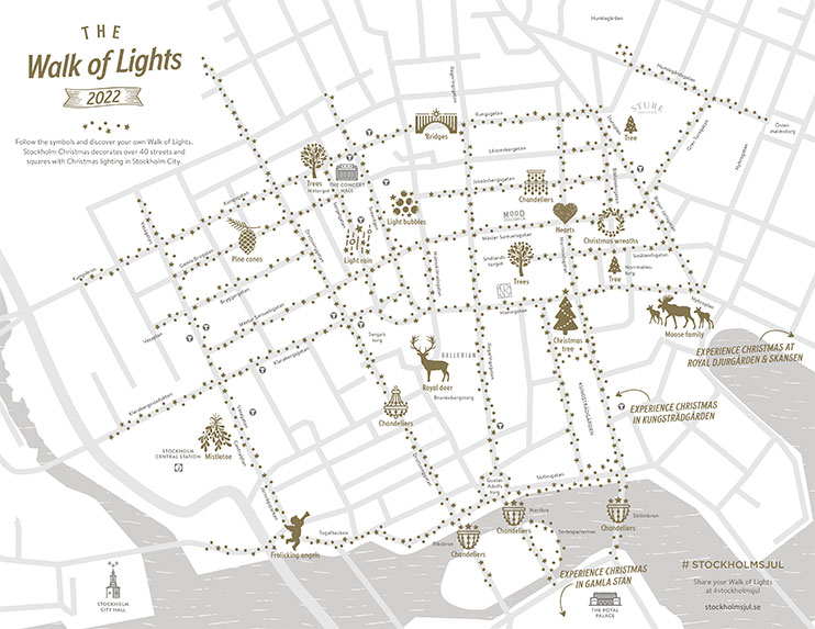 Map of Stockholm Christmas lights