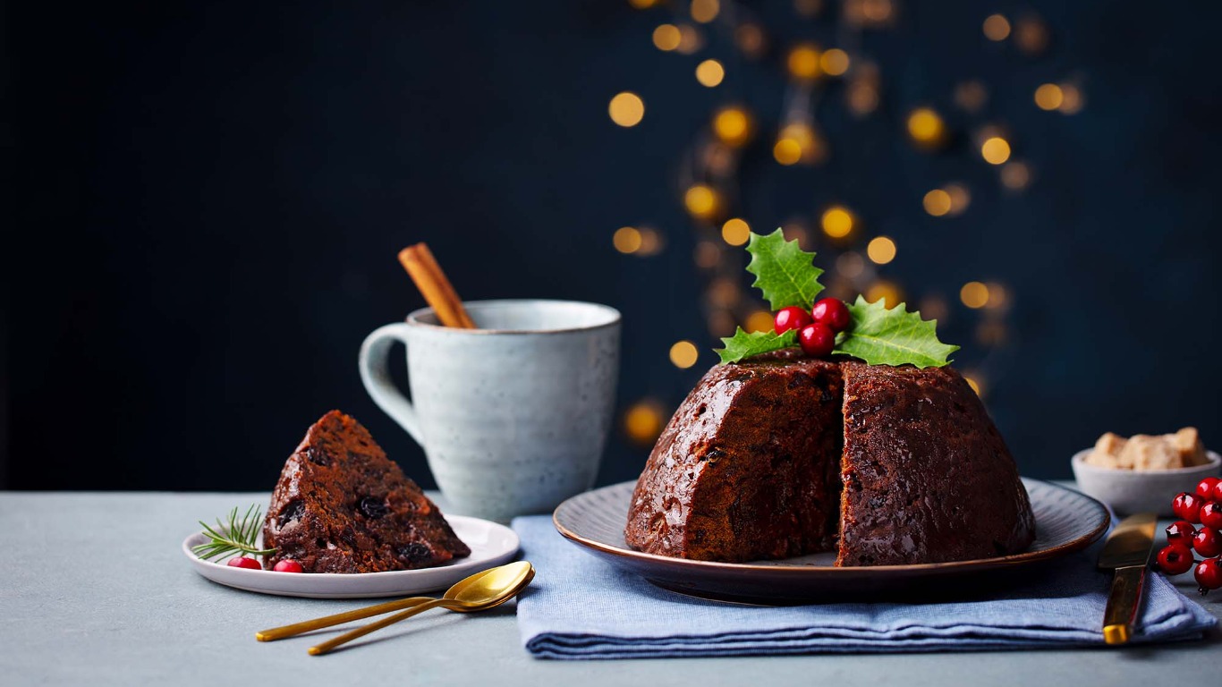 Traditional Christmas pudding in the UK