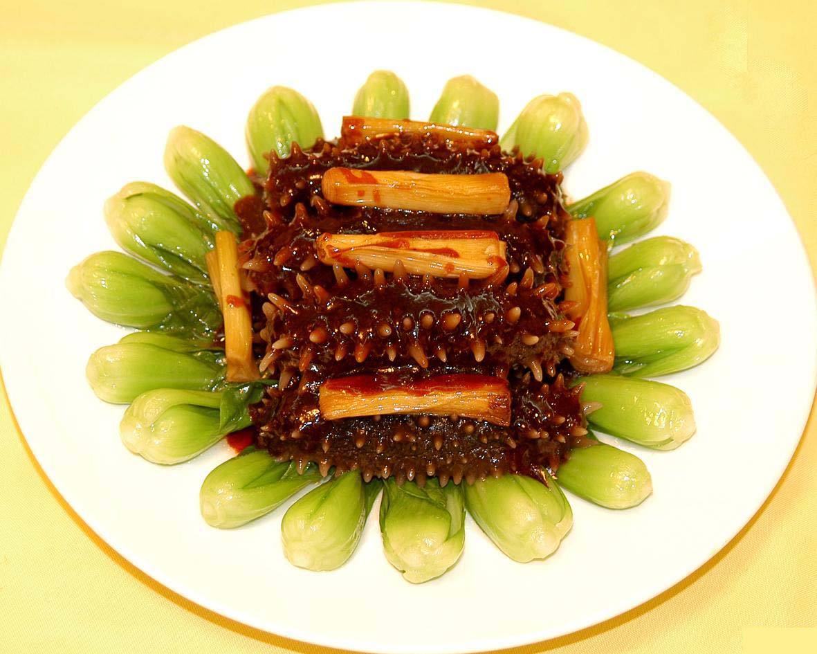 Sea cucumber with scallion (葱烧海参) is a classic dish of Shandong Province and a Chinese speciality.